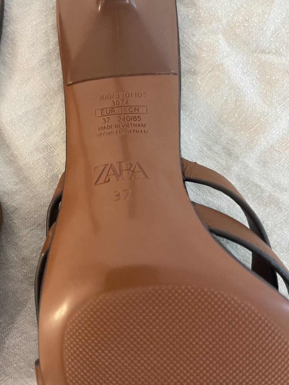Zara Brown Leather Sandals SZ 37 NWOT - Picture 3 of 4